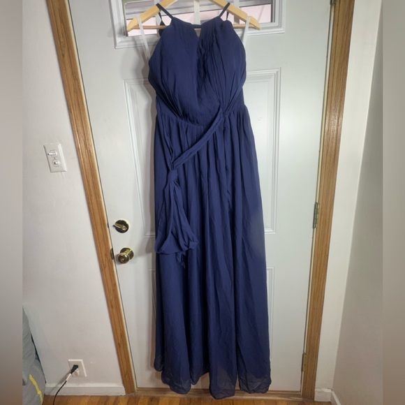 Elegant Navy Blue Women's Dress - Picture 2 of 5